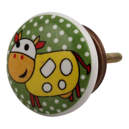 Yellow Cow Ceramic Flat Cabinet Knob Online