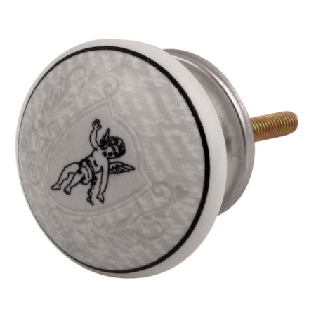 Black Flying Man Ceramic Flat Dresser Knob Online