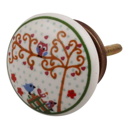 Multicolor Birds Ceramic Flat Drawer Knob Online