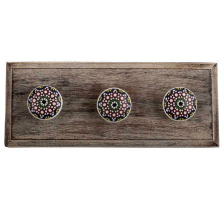 Multicolor Star Ceramic Wooden Hooks