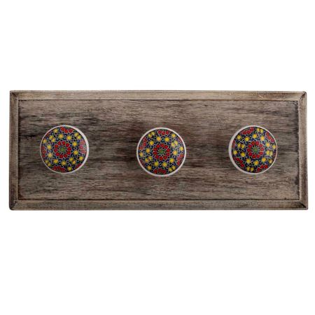 Mixed Color Ceramic Flat Wooden Hooks