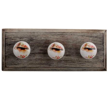 Beautiful Lady Ceramic Wooden Hooks