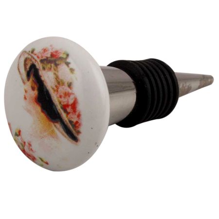 Beautiful Lady Flat Ceramic Wine Stopper