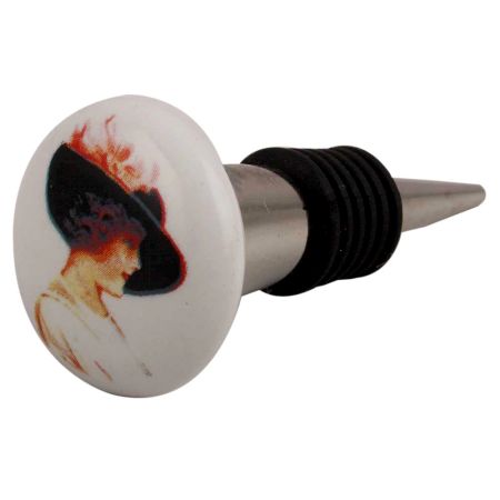 Lady Ceramic Flat Wine Stopper