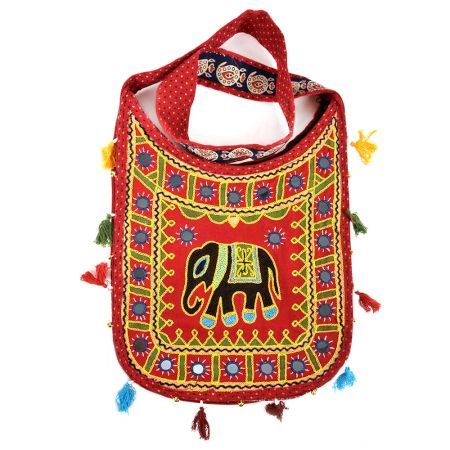 Maroon Embroidered Elephant Sling Bag