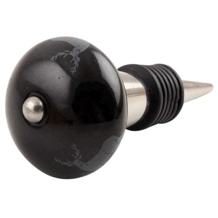 Black Standing Rein Deer Pattern Ceramic Wine Stopper