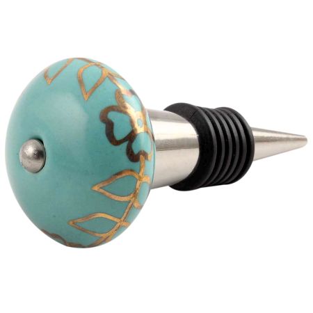 Sea Green Leaf Ceramic Wine Stopper