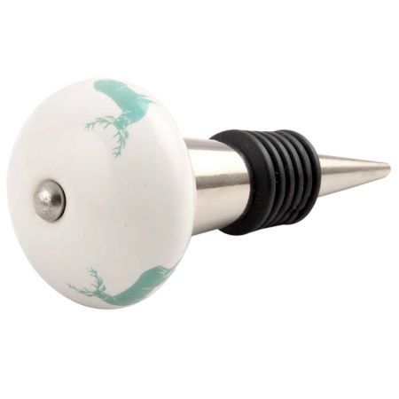 Sea Green Standing Rein Deer Pattern Ceramic Wine Stopper