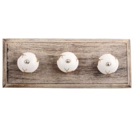 Golden Standing Rein Deer Pattern Ceramic Wooden Hooks