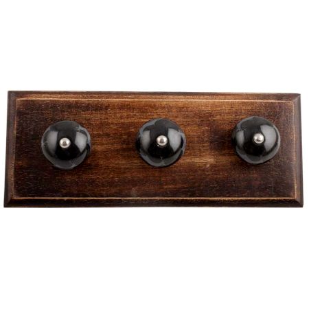 Black Running Rein Deer Pattern Ceramic Wooden Hooks