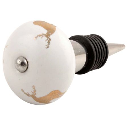 Golden Standing Rein Deer Pattern Ceramic Wine Stopper