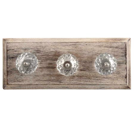 Clear Beautiful Fine Cut Glass Wooden Hooks