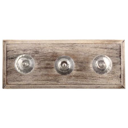 Clear Fine Cut Glass Wooden Hooks