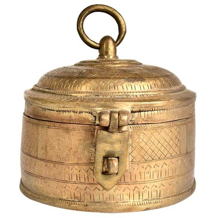 Brass Round Jewellery Box