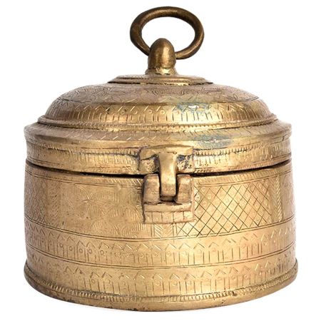 Brass Round Jewellery Box