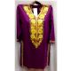 Stiched Cotton Kashmiri Purple Kurti Yellow Pasley Floral Border