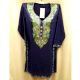 Navy Blue Stitched Green White Floral Embroidered Cotton Kurti