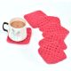 Dark Pink Square Handmade Woolen Coasters Pack Of 6