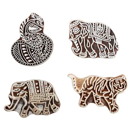 Set of 4 Piece New Mix Wooden Printing Block