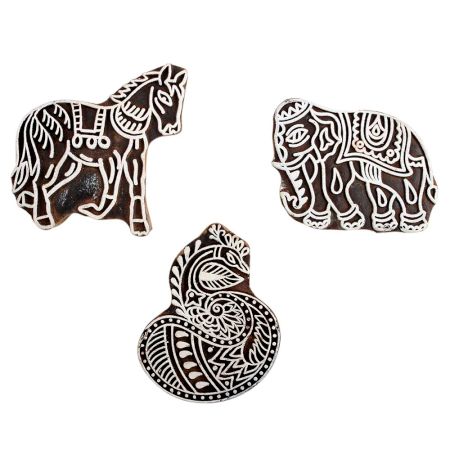 Set of 3 Piece New Mix Wooden Printing Block