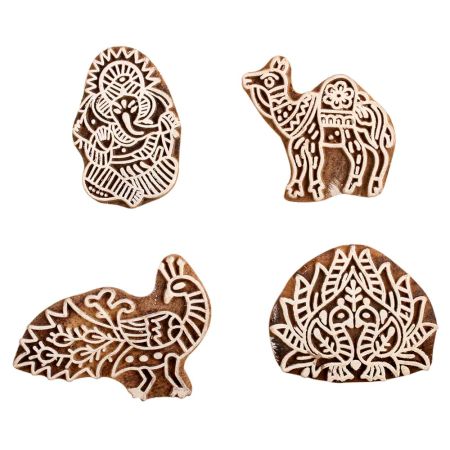 Set of 4 Piece New Mix Wooden Printing Block