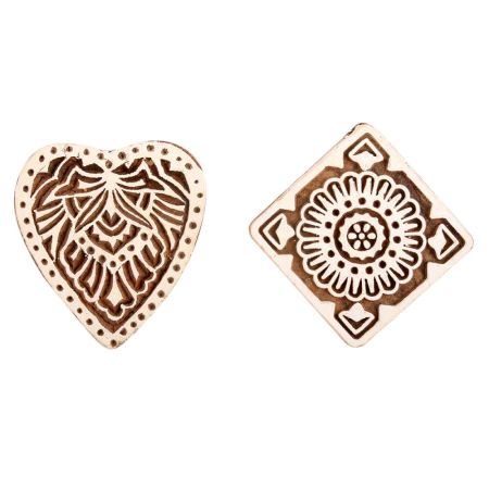 Set of 2 Piece New Mix Wooden Printing Block