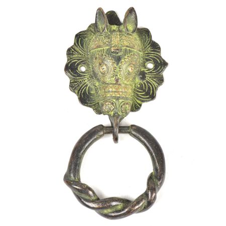 Brass Horse Door Knocker With Patina