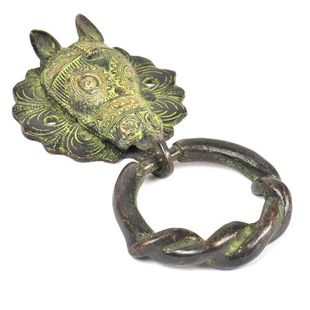 Brass Horse Door Knocker With Patina