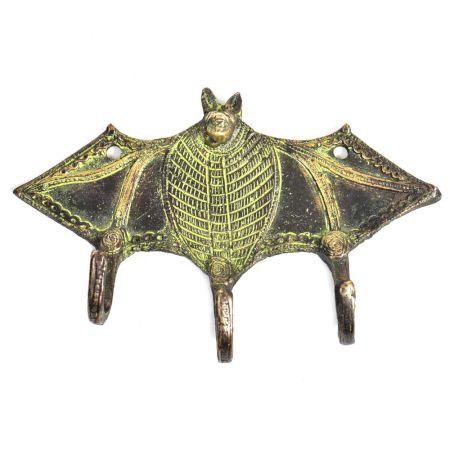Brass 3 Hooksed Bat Hooks with Patina