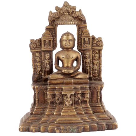 Brass Buddha Seated on Ornament Throne