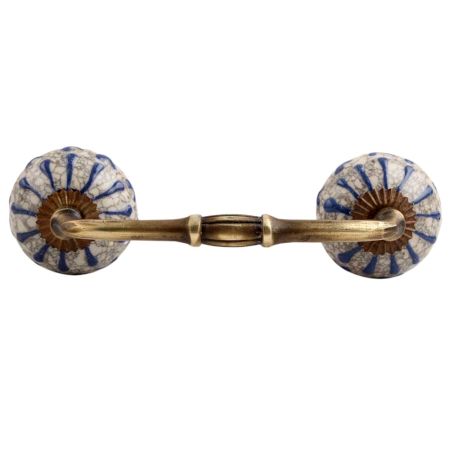Blue Wheel Crackle Ceramic Bridge Handle
