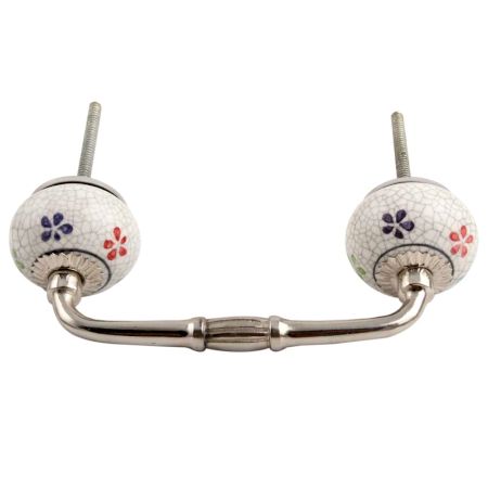 Mixed Floral Crackle Ceramic Bridge Handle