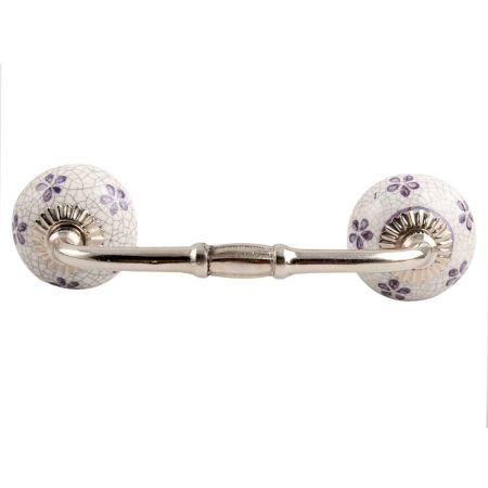 Purple Floral Crackle Ceramic Bridge Handle