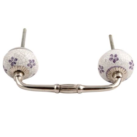 Purple Floral Crackle Ceramic Bridge Handle