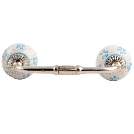 Turquoise Floral Crackle Ceramic Bridge Handle
