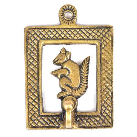 Brass Squirrel Framed Single Wall Hook