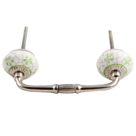 Lime Floral Crackle Ceramic Bridge Handle