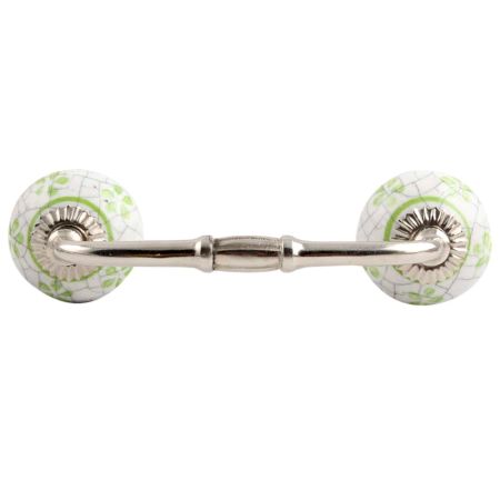 Lime Floral Crackle Ceramic Bridge Handle