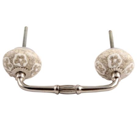 White Floral Crackle Ceramic Bridge Handle