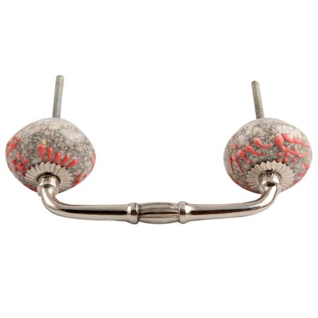 Pink Floral Crackle Ceramic Bridge Handle