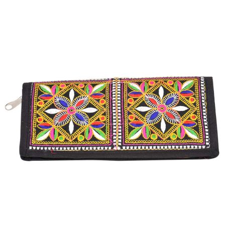 Banjara Black Border Hand Embroidered Clutch Purse