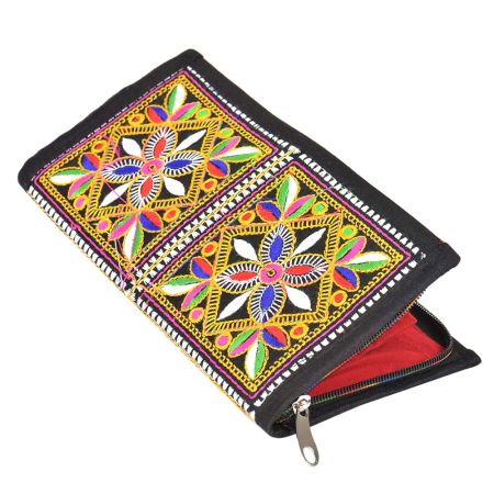 Banjara Black Border Hand Embroidered Clutch Purse