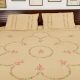 Beige  Cotton Pink Petals Embroidered Double Bedsheet with Two Matching Pillow Cases