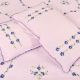 Pearl Blush  Cotton Blue Petals Floral Embroidered Double Bedsheet with Two Matching Pillow Cases