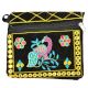 Black Peacock Embroidered Flap Red Canvas Sling Bag