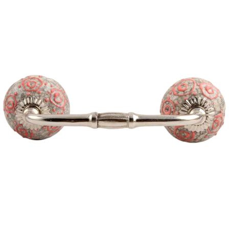 Pink Round Crackle Ceramic Bridge Handle