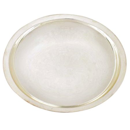 Brass Silver Plated Serving Tray Cake Platter or Punch Bowl Plate