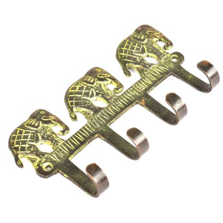 Bronze Triple Elephant Wall Hooks