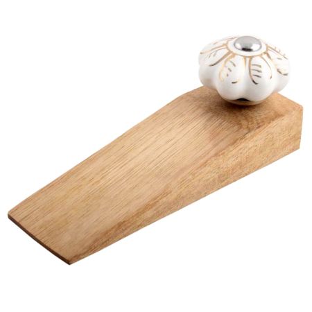 White Golden Leaf Big Melon Ceramic Wooden stopper