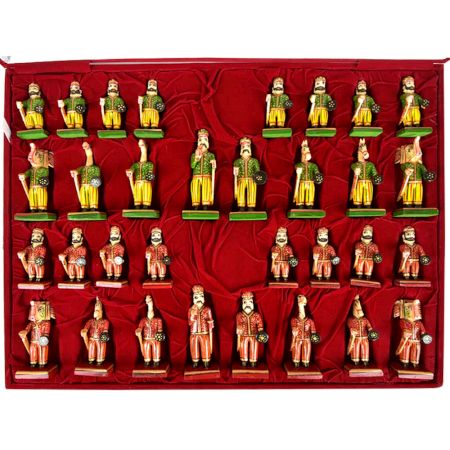 Vintage Camel Bone Chess Set With Players